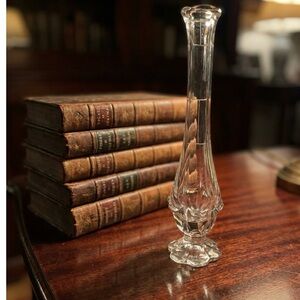 Vintage Fenton 11 inch Inverted Strawberry Pattern Stretch Swung Vase Clear